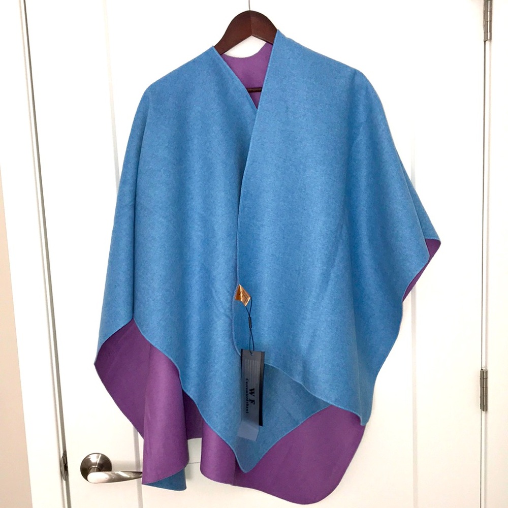 New cashmere blue purple felt blanket cape poncho wrap